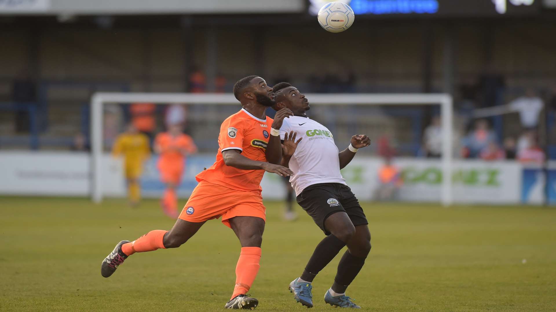 Ira Jackson (right) watches a high ball during the game against Braintree Picture: Tony Flashman