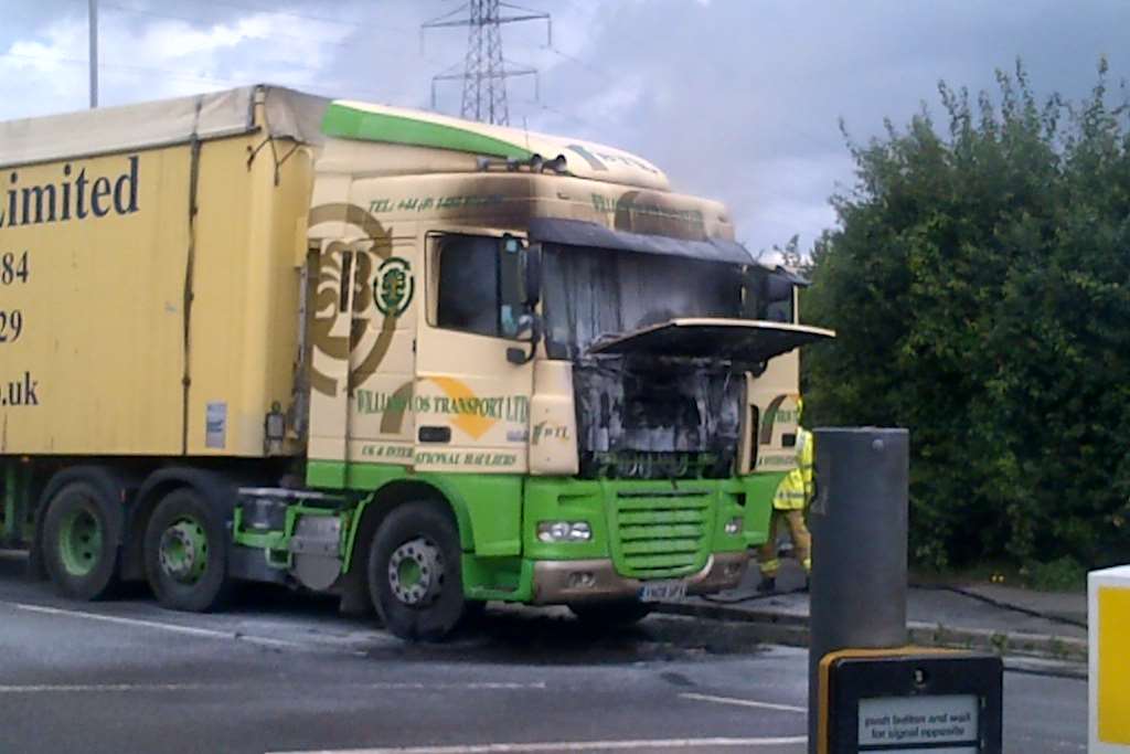 Damage to the lorry after catching fire. Picture: Lesley Chaytor