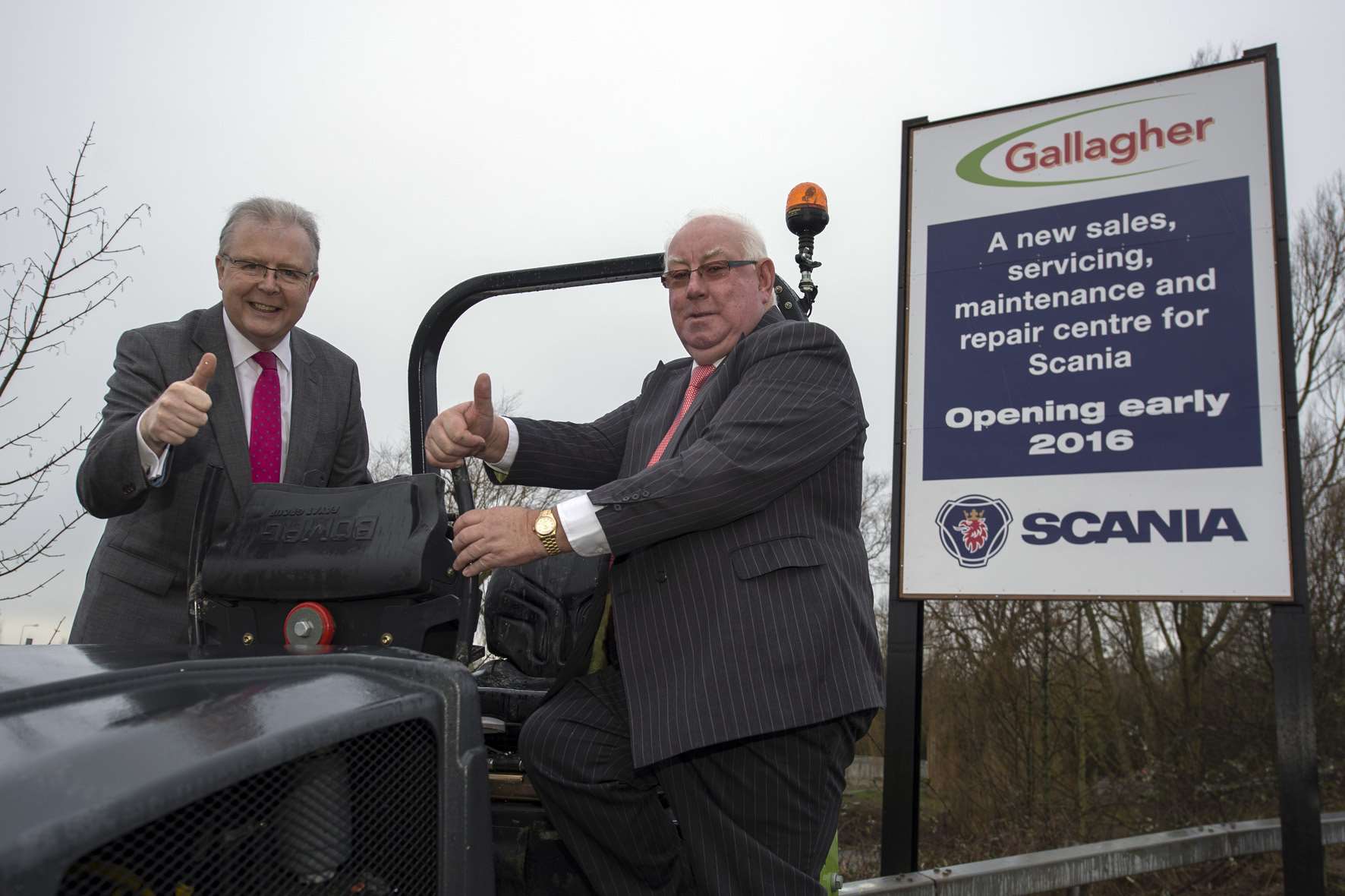 Scania's South East regional executive director Adrian Inscoe, left, with Gallagher group chairman Pat Gallagher