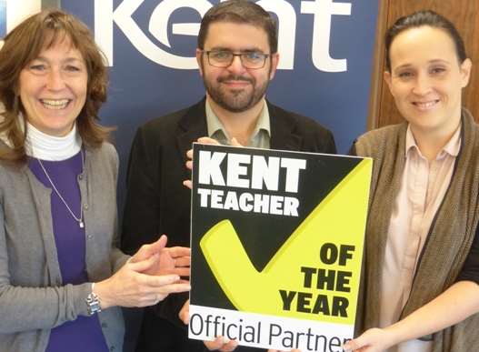 Dr Vicky Mason, Anastasios Tsaousis and Mary Hughes of the University of Kent call for nominations for the Kent Teacher of the Year Awards