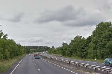 Long delays reported on A21 near Hildenborough after car came off the road. Picture: Google