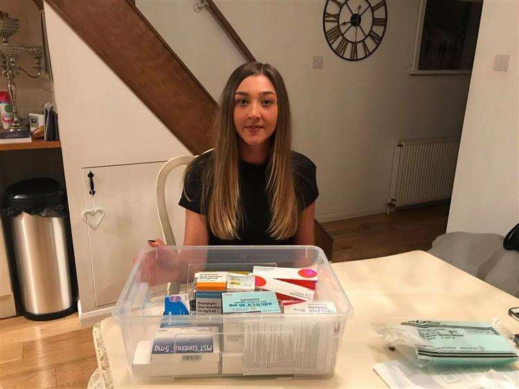 Yasmin at home in Willesborough with all her medication (6615170)