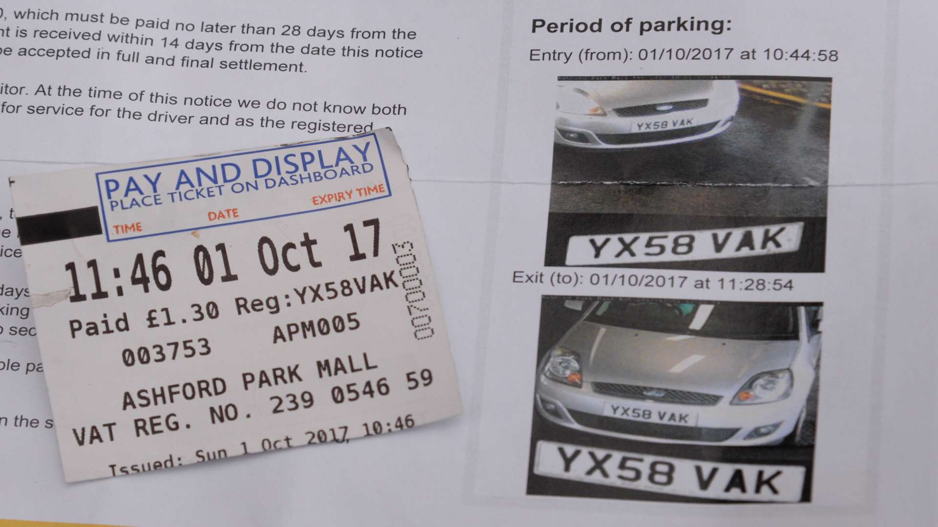 The ticket and fine the pair received. Picture: Chris Davey