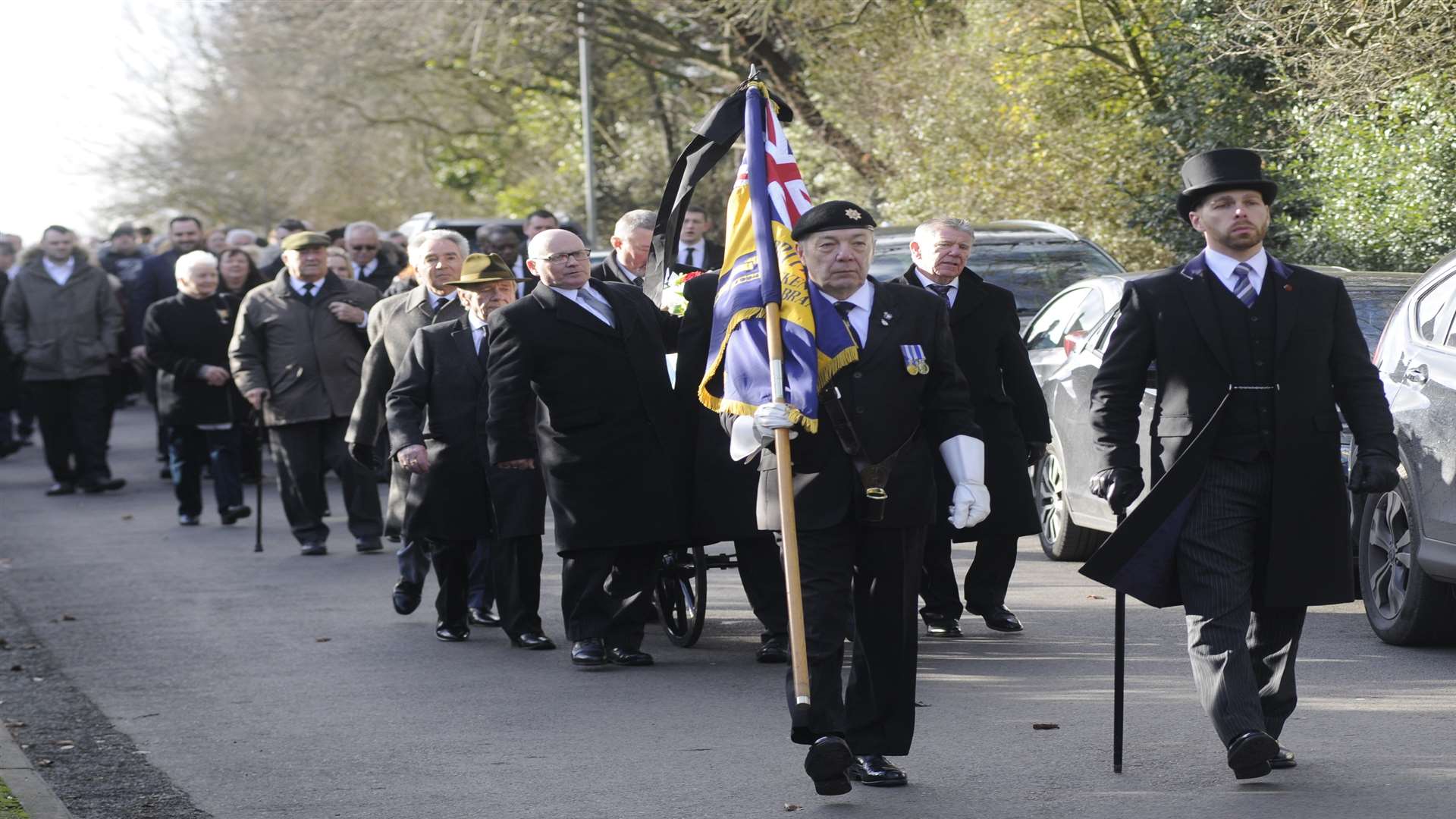 Funeral of 96 year old Dunkirk veteran Eric Rooke Procession from the Red Lion to St Paul's Church.