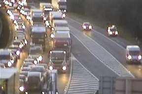 Traffic is building after an crash on the M20 this afternoon. Picture: Highways England