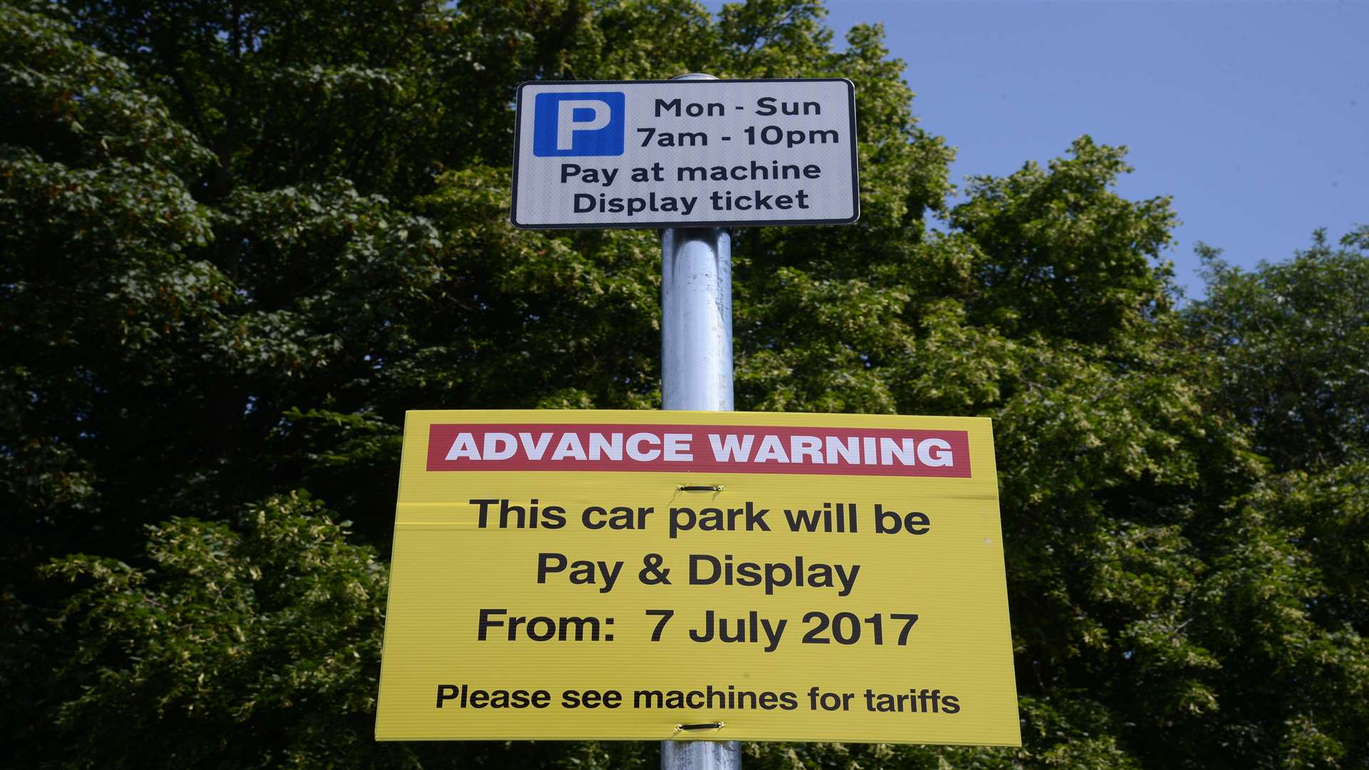 Signs have been put up to warn people about the new charges.