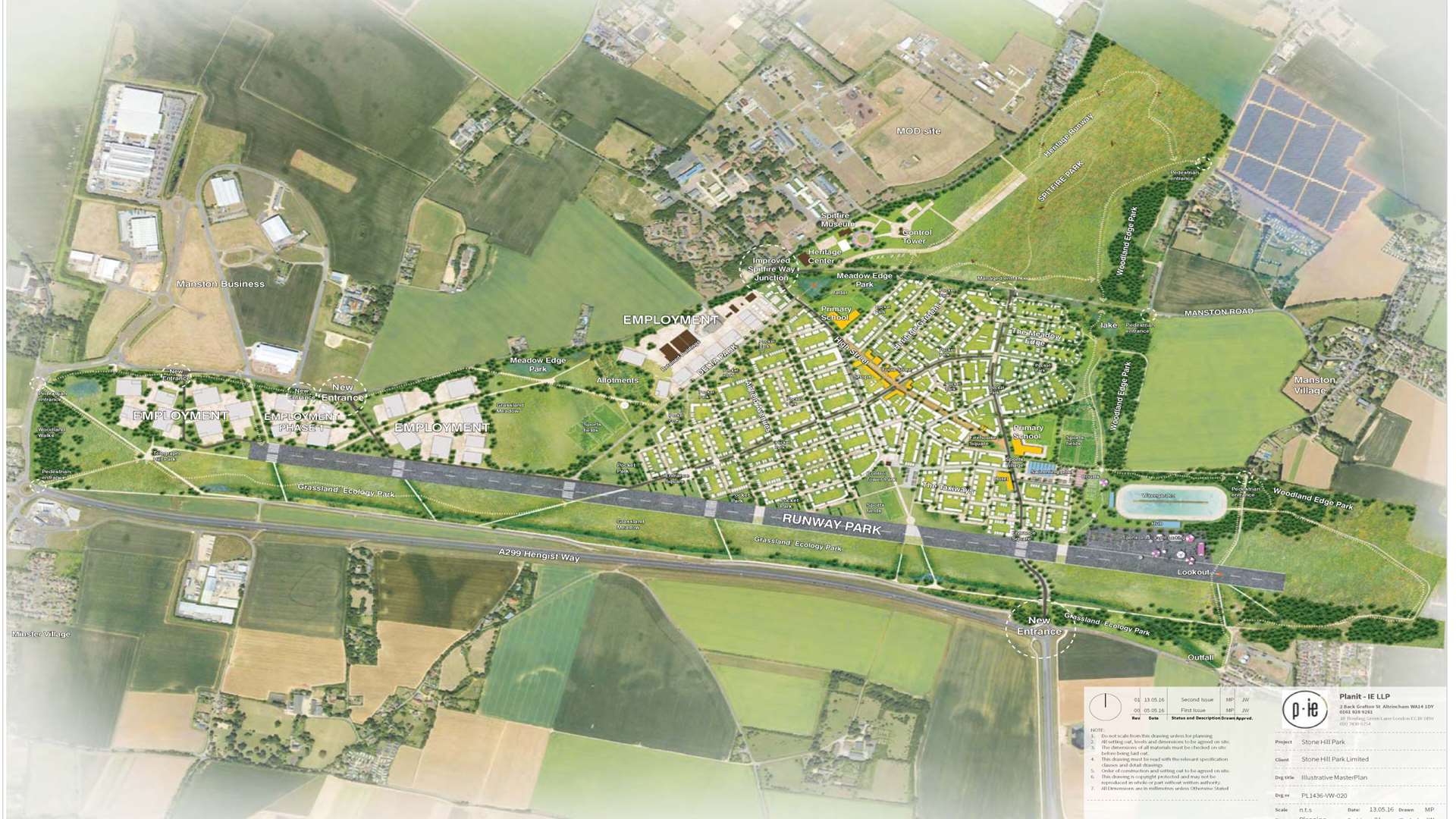 A planning application submitted for Stone Hill Park, the proposed development on the site of the former Manston airport