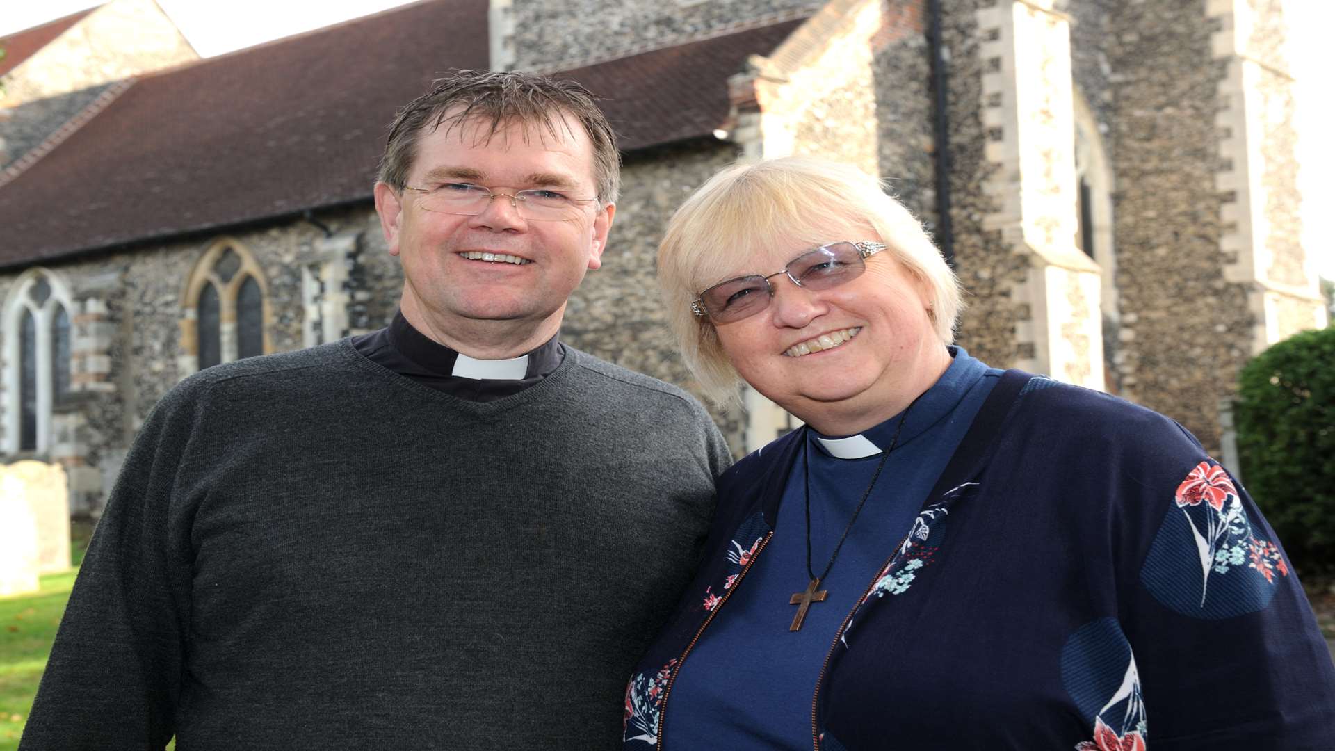 Husband and Wife Andrew and Carol both ordained deacons and serve in neighbouring parishes, in churches of the same name.