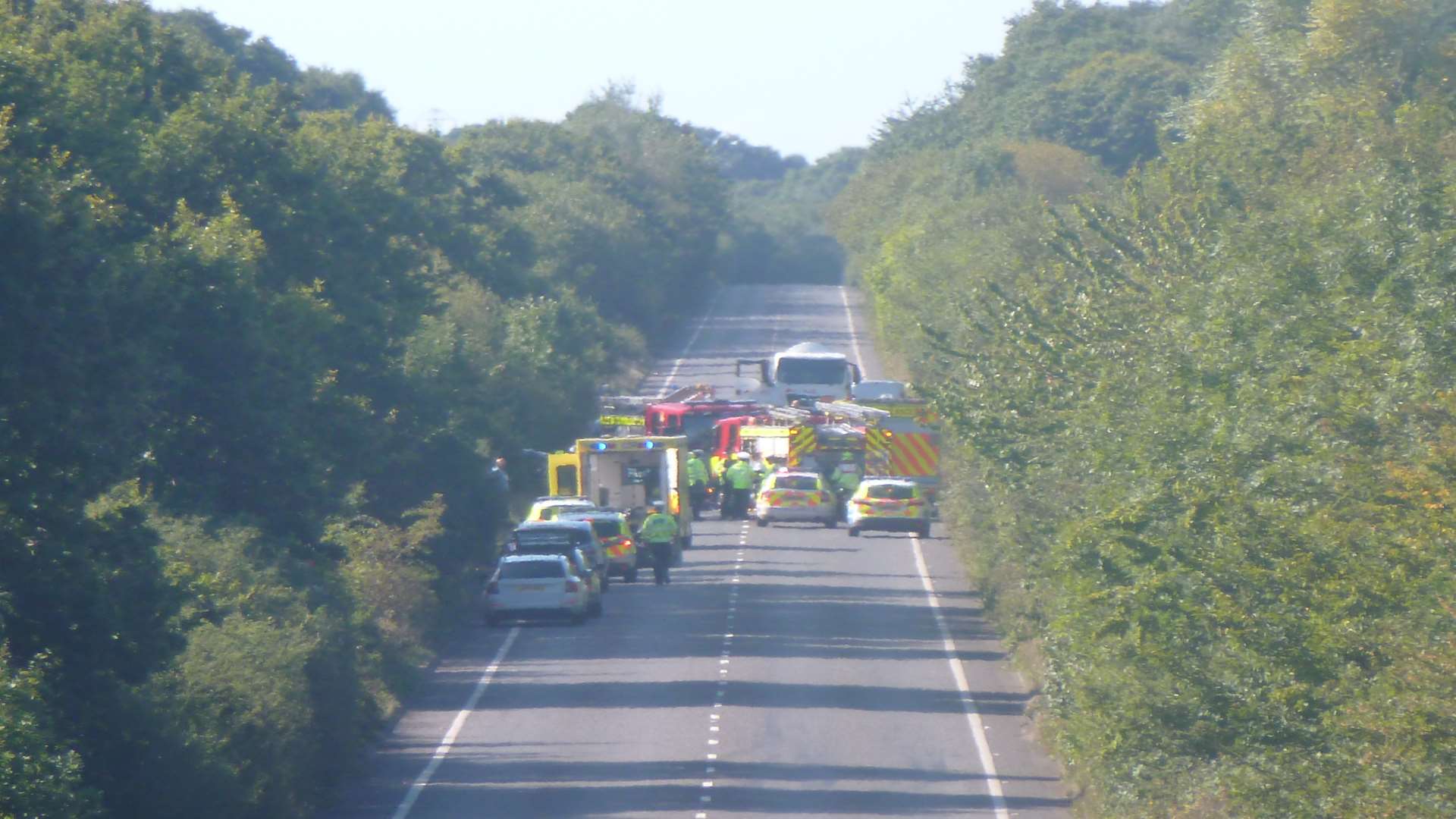 All three emergency services were called to the incident on the Brenzett road