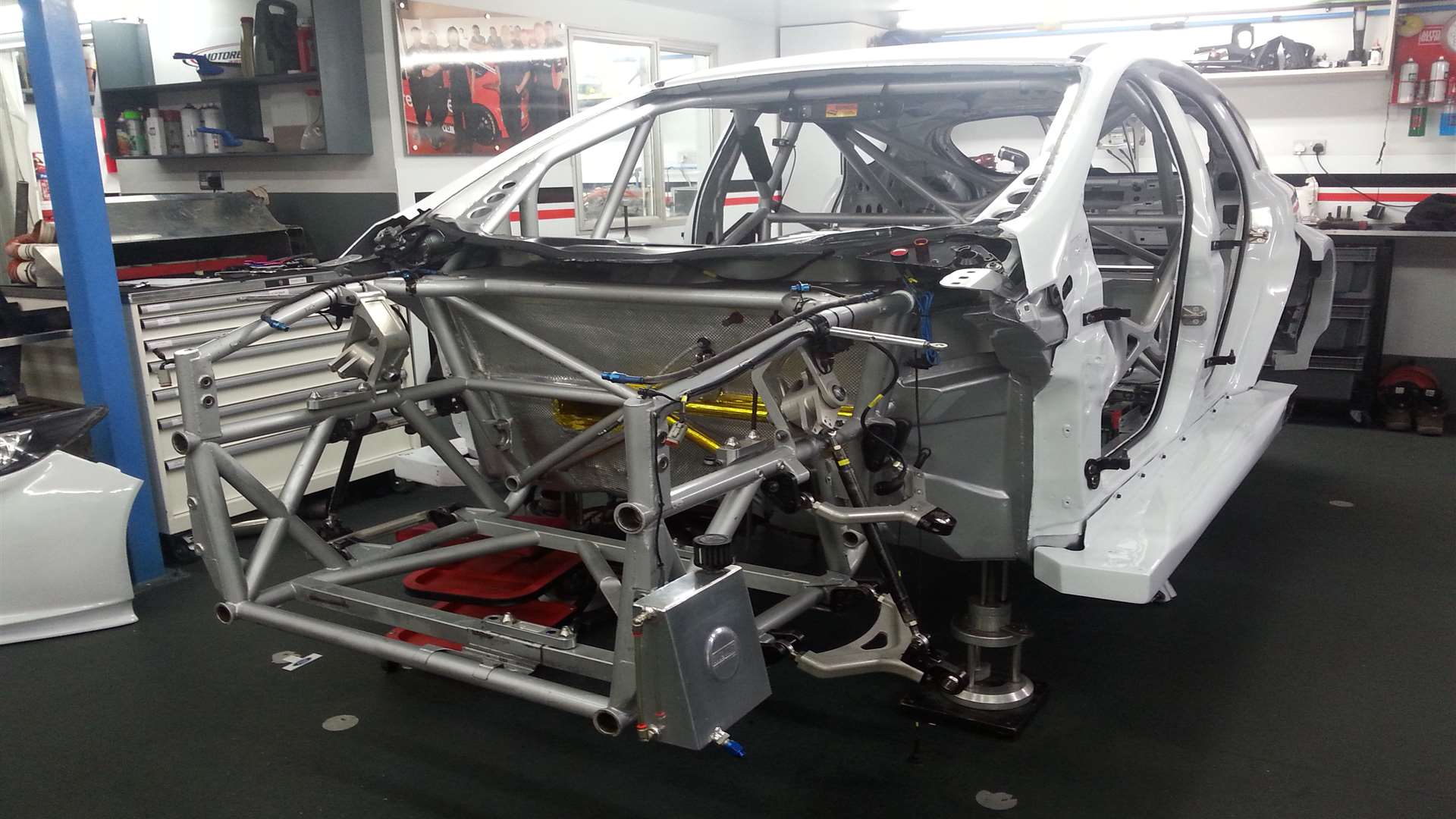 Mat Jackson's Ford Focus is almost unrecognisable in the workshop