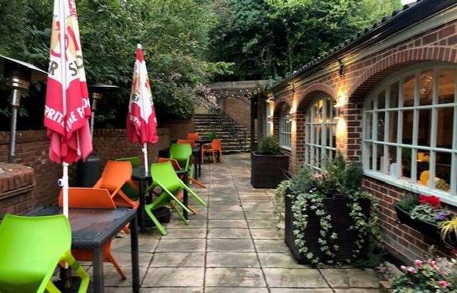 I’m sure the patio area, with its brightly coloured chairs, was popular during the summer but it was too chilly last Saturday evening