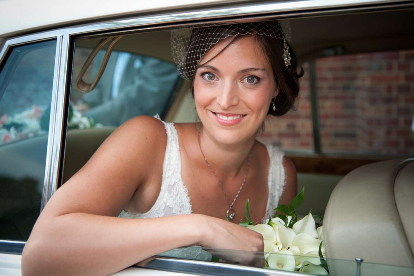 Mary Babe in the Rolls Royce before her wedding to Sean Collis. Picture: Graham Scott Photography