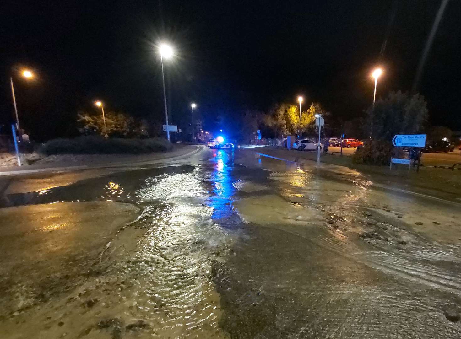 Sovereign Way has been closed due to a water leak. Picture: Kent Police Tonbridge and Malling