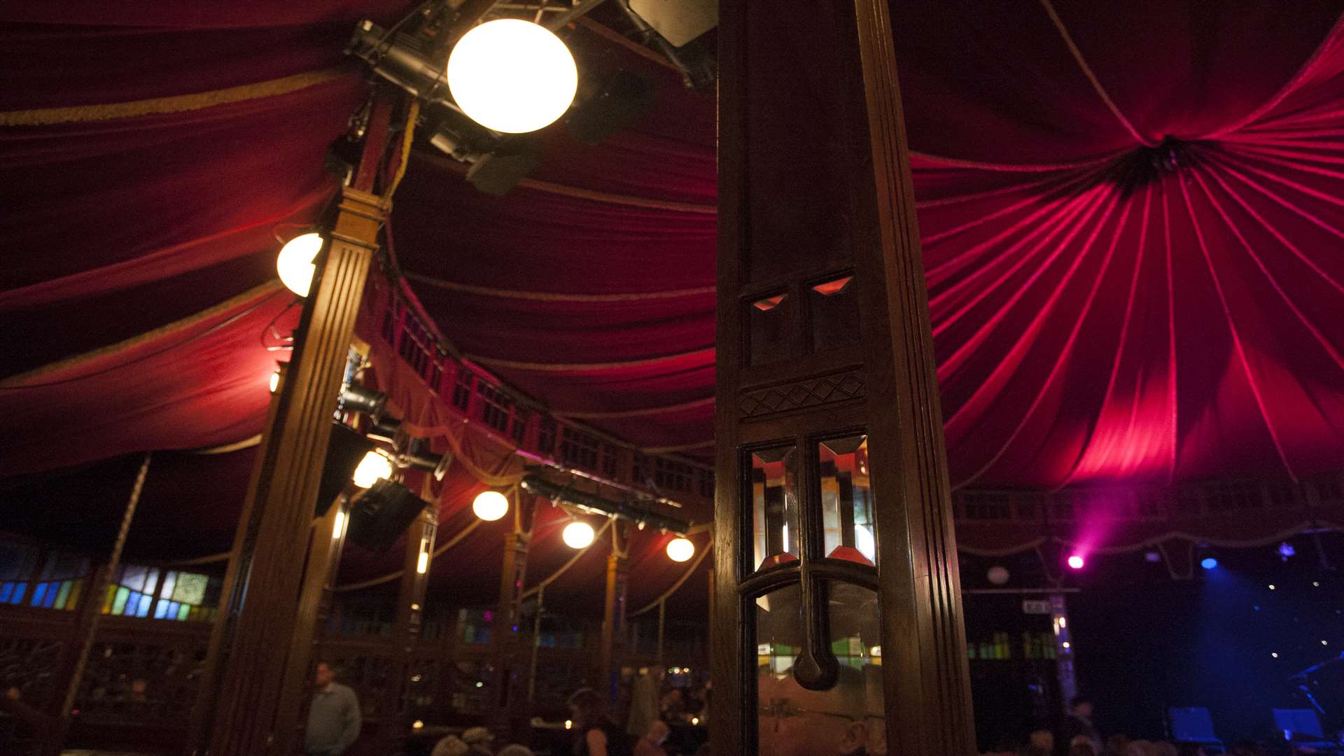 Inside the Speigeltent at Kingsmead car park where many of the events take place