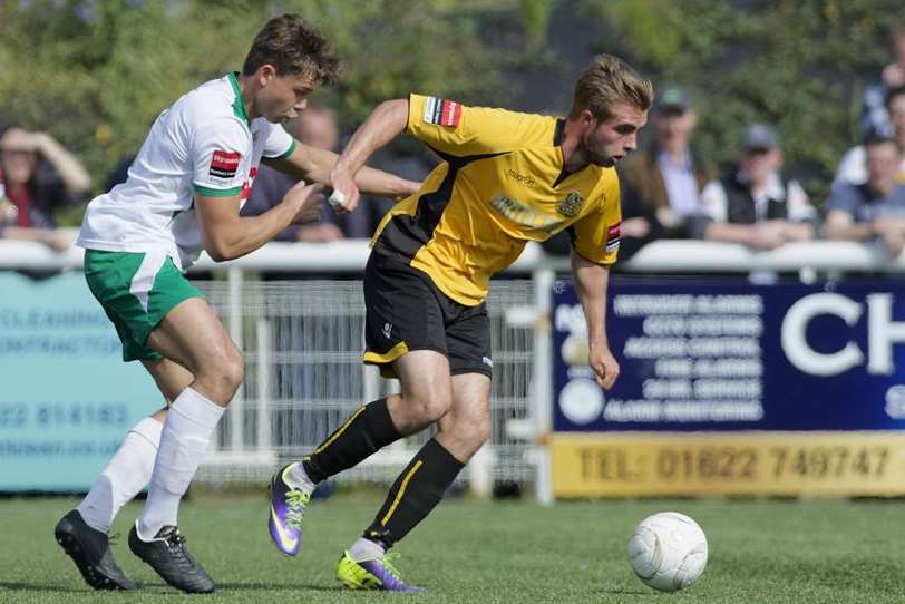 Zac Attwood in action against Bognor Regis on Saturday Picture: Andy Payton
