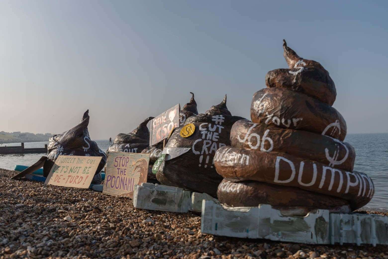 Protestors in Whitstable call for Southern Water to stop discharging sewage into the sea, at an event on Saturday, October 9. Picture: Andrew Hastings