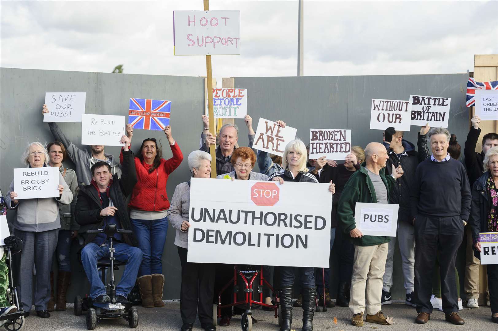 Local residents held a demonstration when the pub was demolished. Picture: Andy Payton