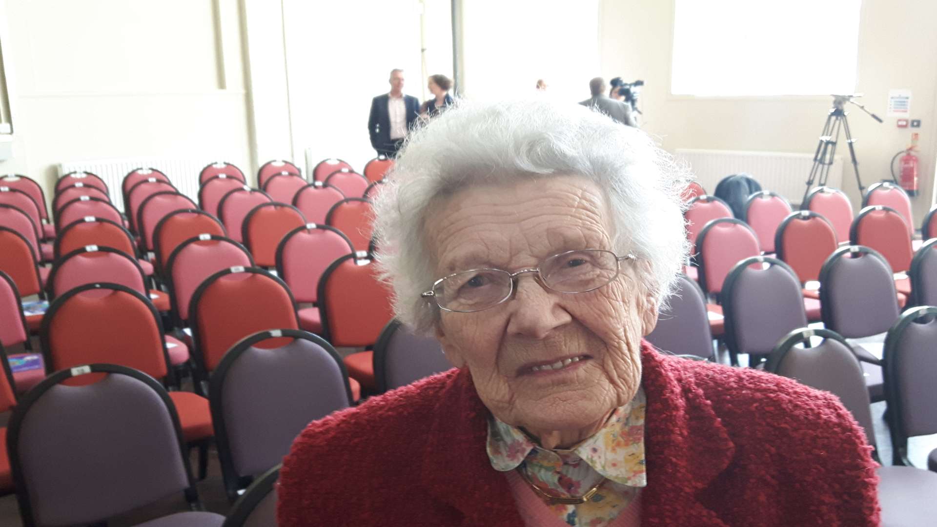 Marjorie Lyle, 91, at the end of the public health services meeting in Canterbury.