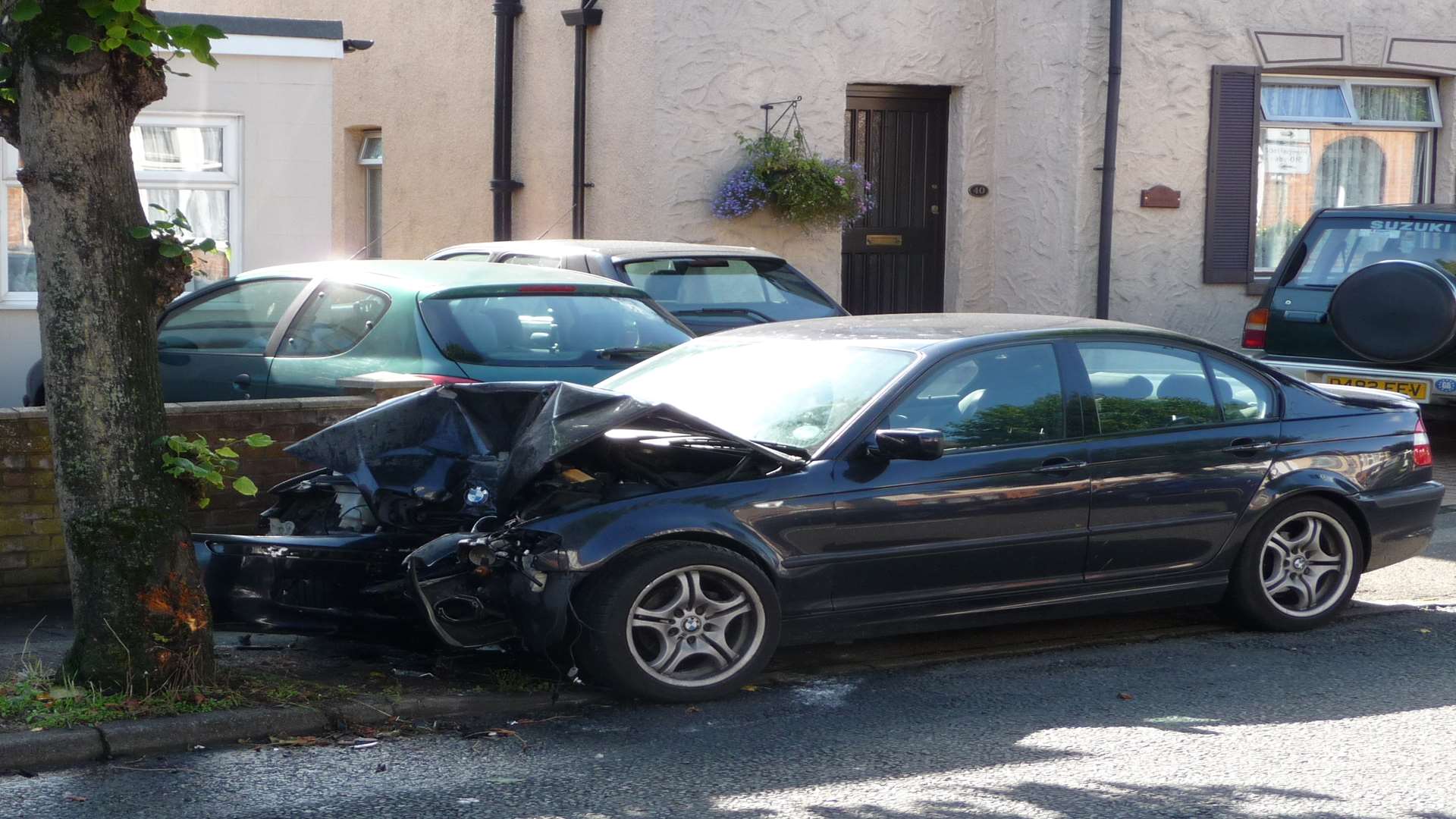 The crash scene at Twydall Lane this morning
