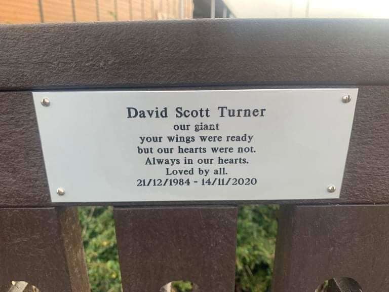 The bench bears a plaque paying tribute to David. Picture: Caroline Turner