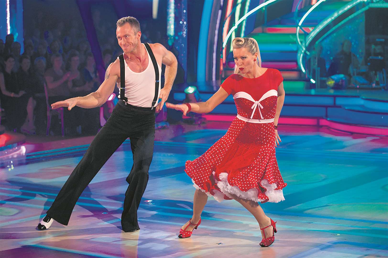 James Jordan jives with Denise Van Outen in 2012. Picture: BBC