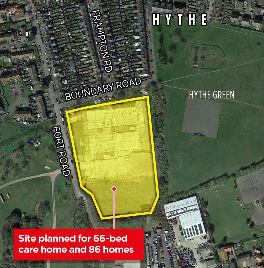 Where the development will be built in Hythe next to Hythe Green