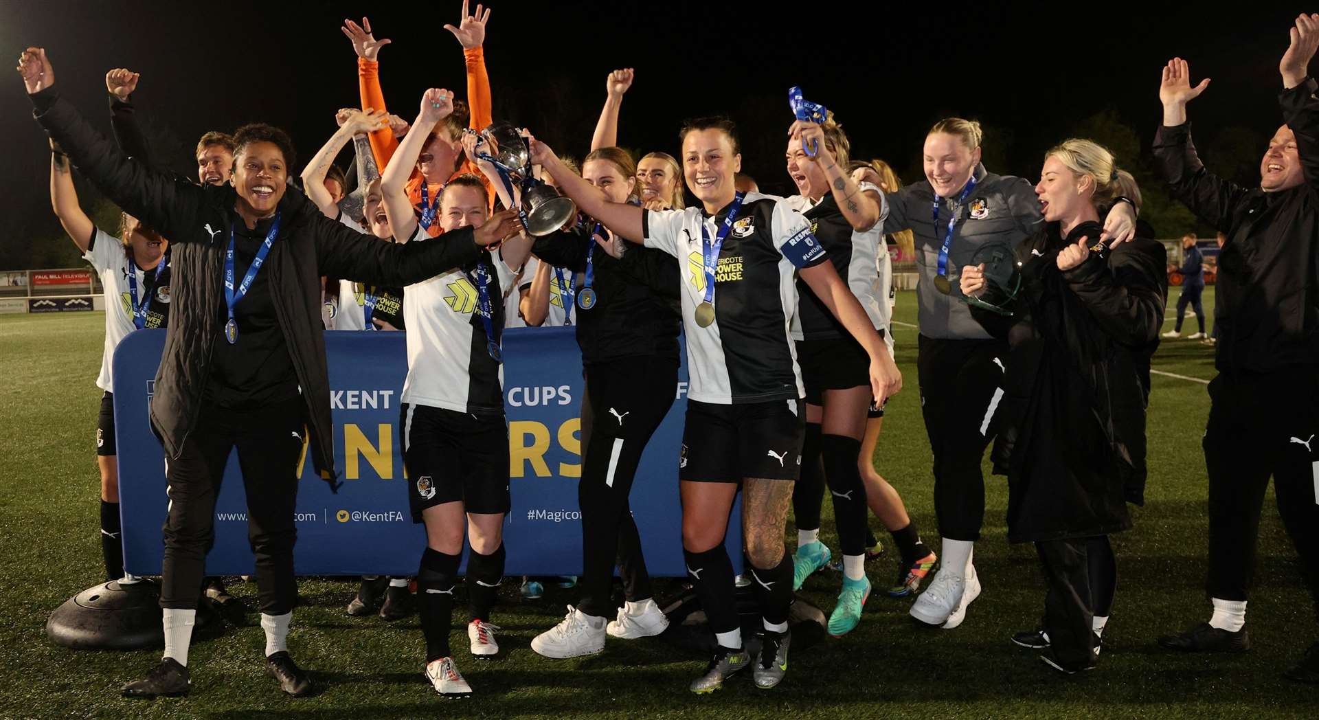 Dartford celebrate winning the DFDS Kent Women's Cup. Picture: PSP Images