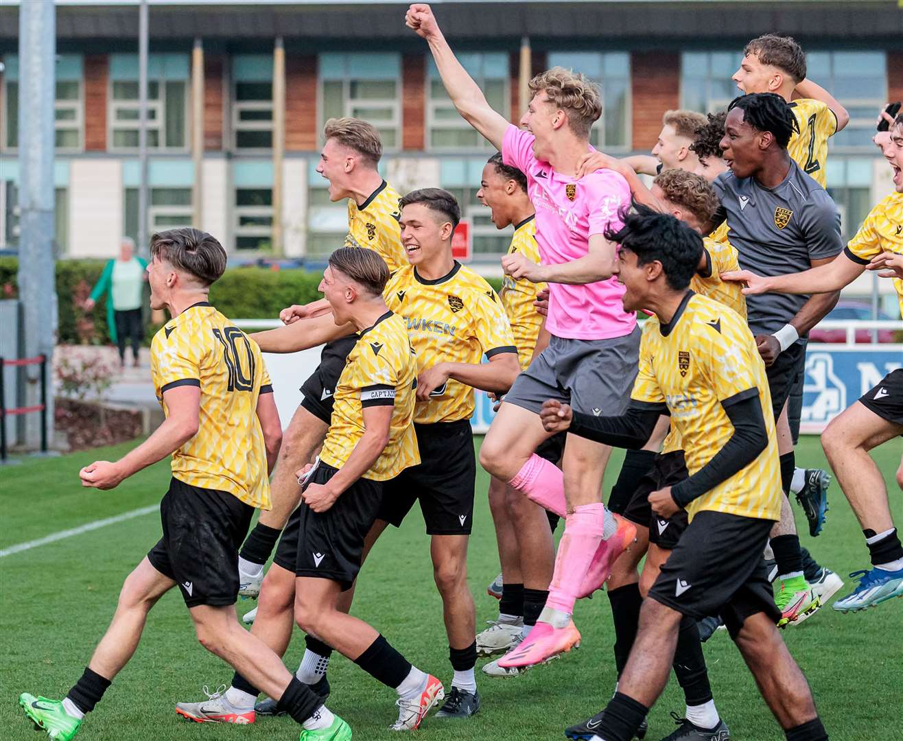 Maidstone under-19s celebrate their victory against York. Picture: Helen Cooper