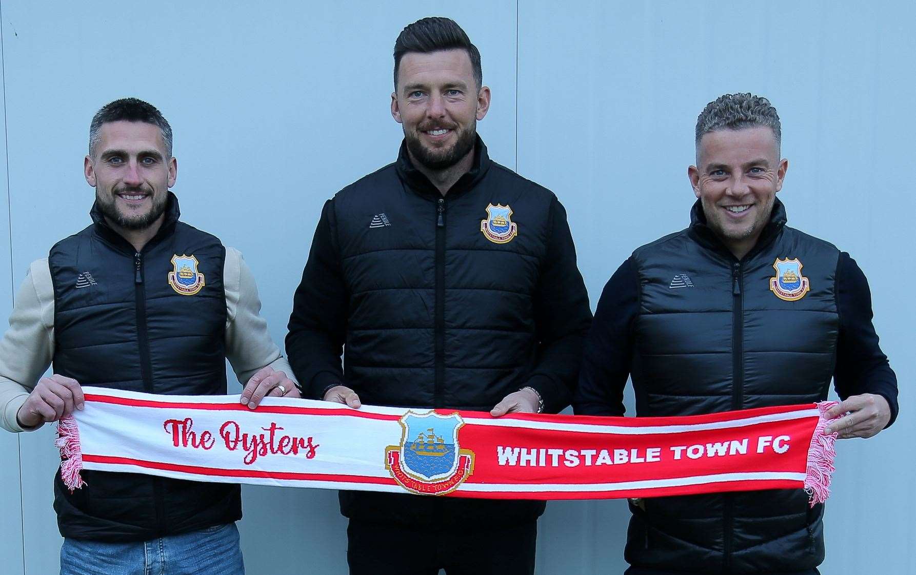 Whitstable’s new management team of, from left, Dan Eason, Jamie Coyle and Matt Longhurst. Picture: Les Biggs