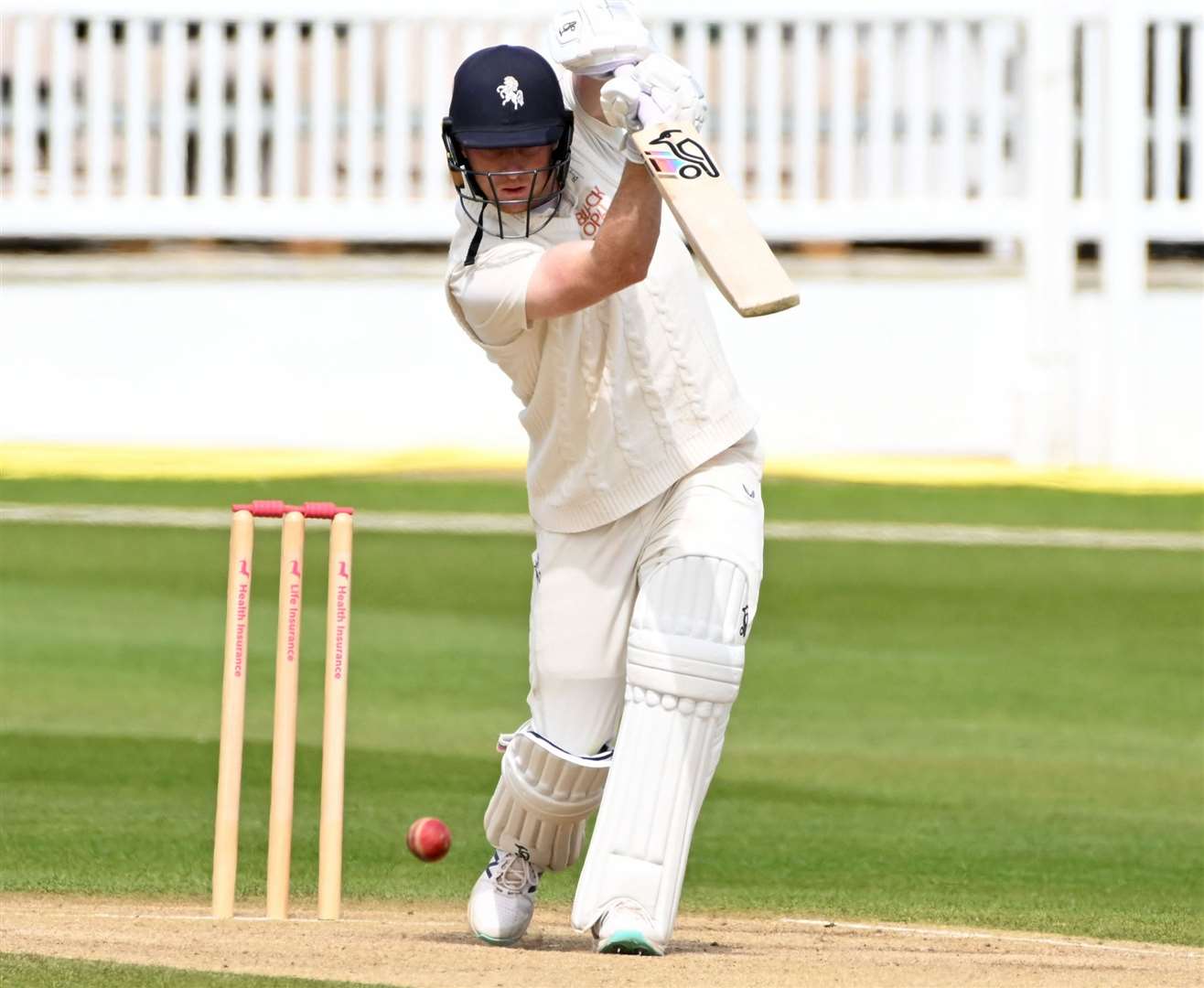 Joey Evison - was 50 not out, as Kent fought back against Lancashire to reach 203-7 by the end of the first day of the County Championship match. Picture: Barry Goodwin