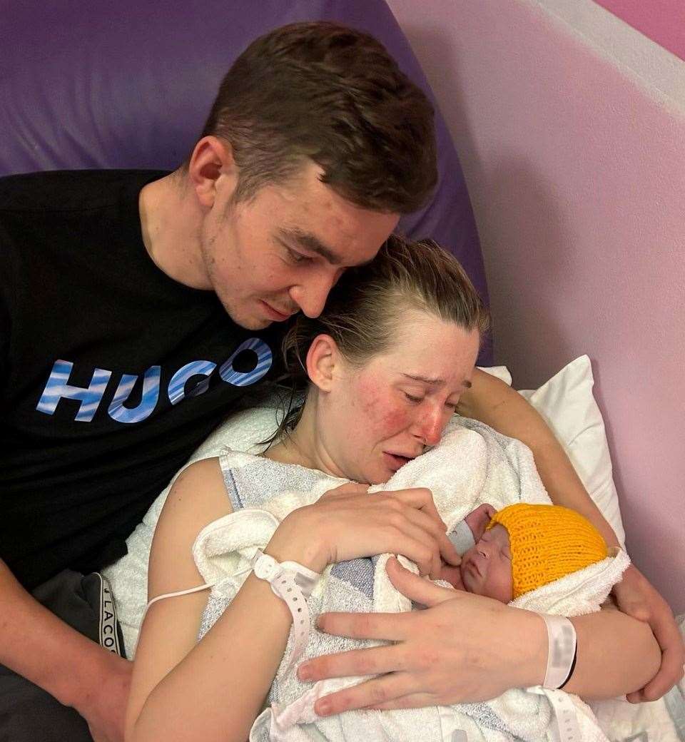 Jack Deehy, 29 and Kerry Pearson, 26, with their daughter. Picture: SWNS