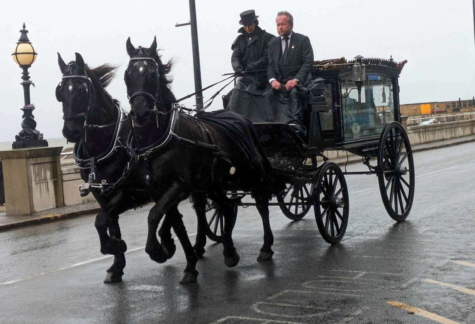 Maurice Morris, who worked at Dreamland for many years, took his final journey through Margate today before his funeral. Picture: Isabelle de Ridder