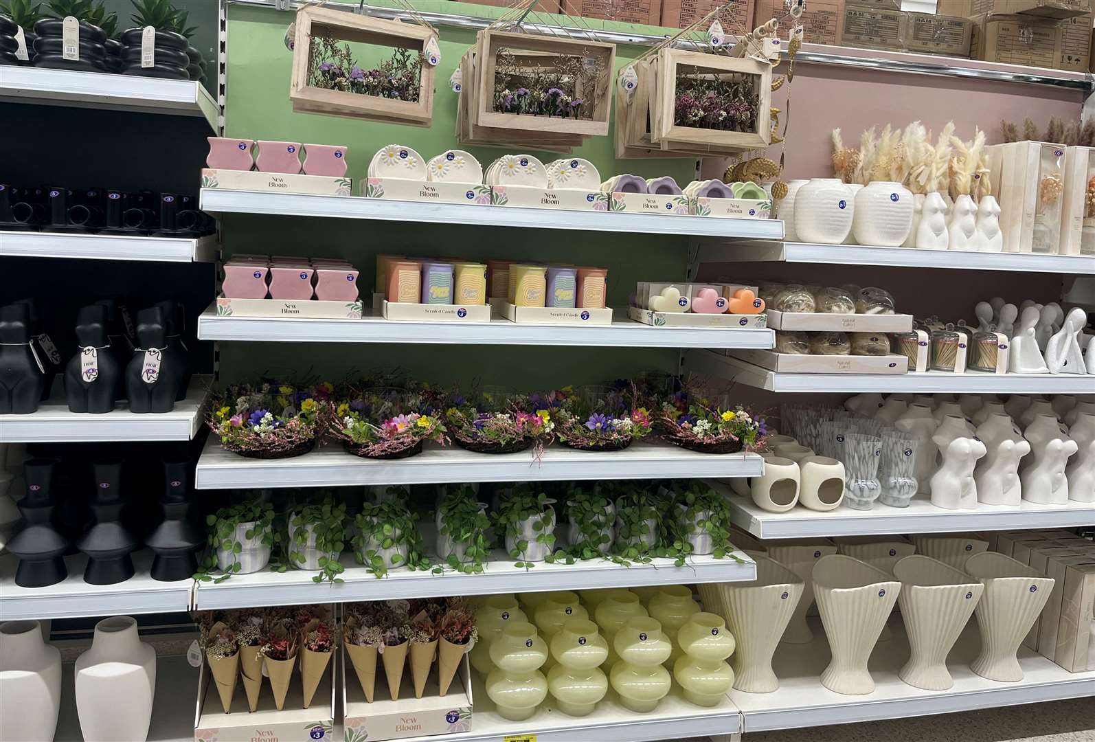 Homeware and decorations can be found in middle aisles