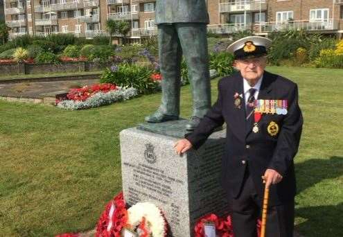 Donald Hunter at the Merchant Navy memorial in Dover