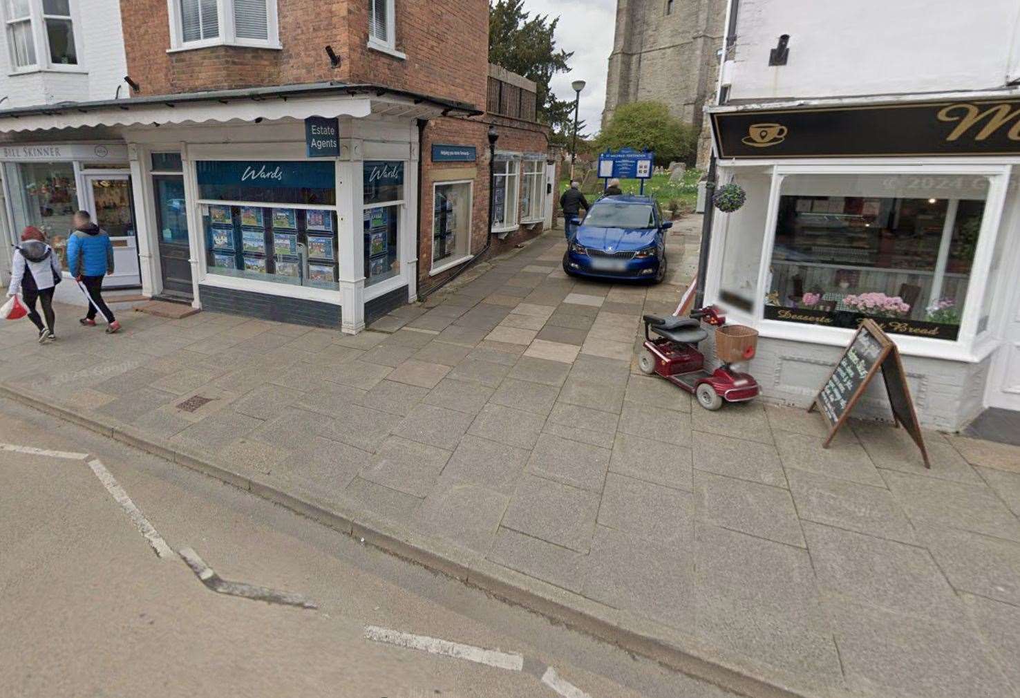 The limo was parked partially over zig zag lines in Tenterden High Street, near the church. Picture: Google