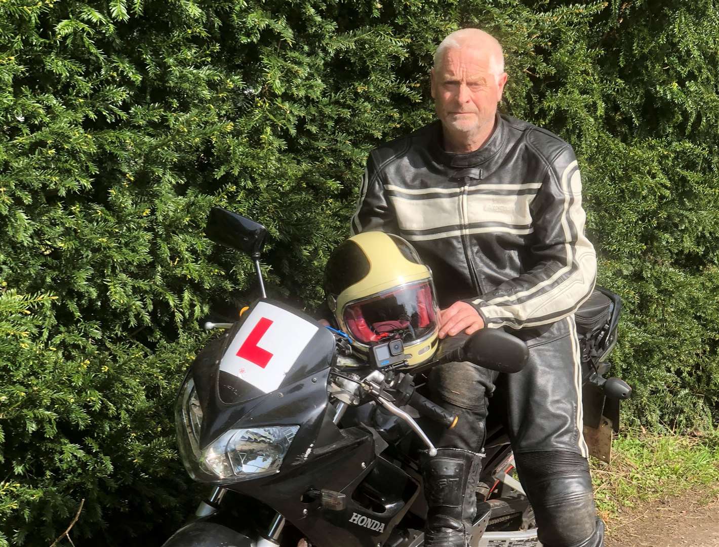 Steve Matthews, 69, only began riding a motorbike in the last year and wants more drivers to be aware of the added danger of potholes when on two wheels