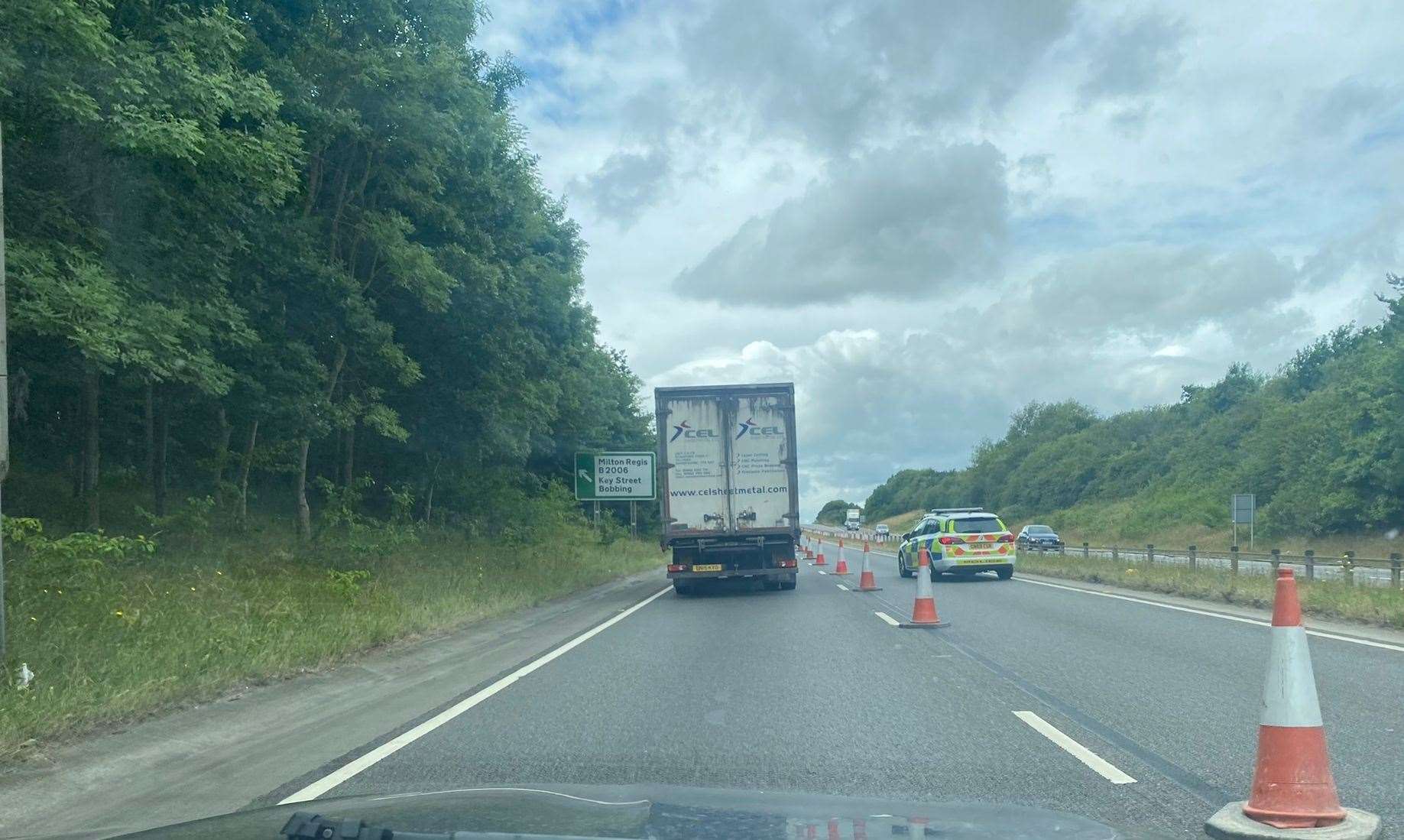 The Maidstone-bound carriageway of the A249 at Sittingbourne is still closed. Picture: David Nurden