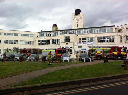 Fire crews were called to Kent and Canterbury Hospital after a blaze broke out in the chapel office