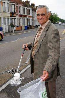 Ted Jordan out and about litter-picking in Halfway