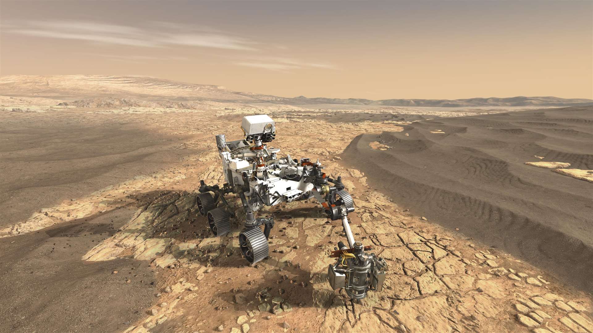 An artist's concept depicts NASA's Perserverance rover on the surface of Mars. Picture: NASA/JPL-Caltech