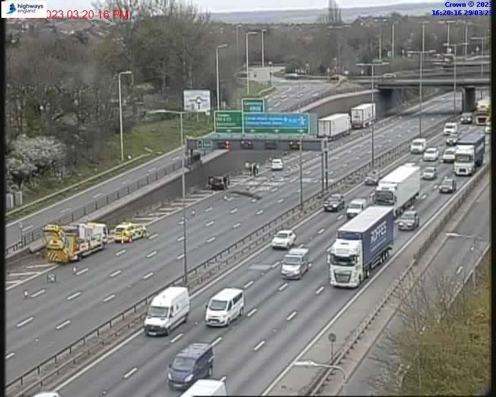 Emergency services at the scene after a crash near Princes Road, Dartford. Picture: National Highways