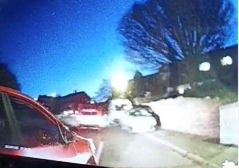 The moment her car was hit was caught on dashcam footage. Picture: Joanna Long