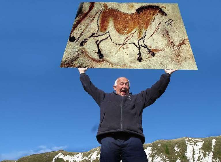 Ranger, Steve Walker, proudly showing his cave art