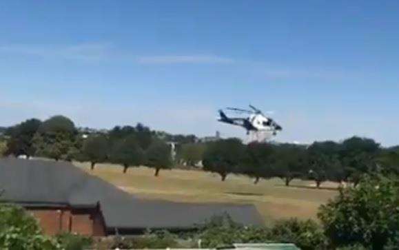 The helicopter was filmed landing on the fields. Image: Meg Bridge. (3436114)