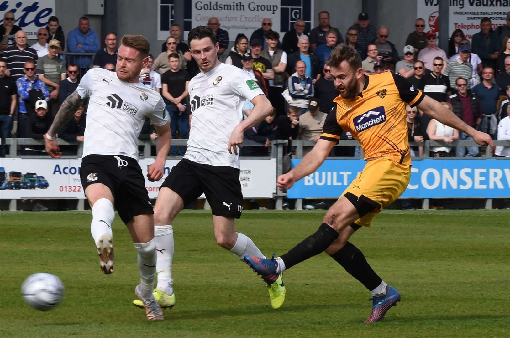 Regan Booty returned from suspension in Maidstone's win at Dartford Picture: Steve Terrell