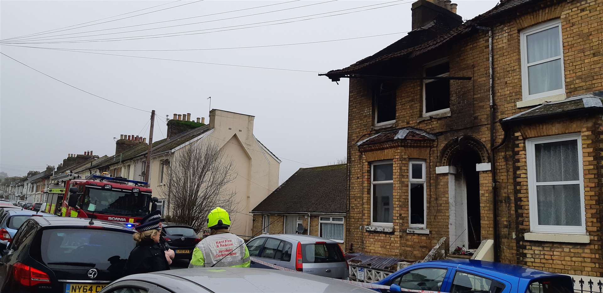 The house fire in Clarendon Street in Dover when a woman died