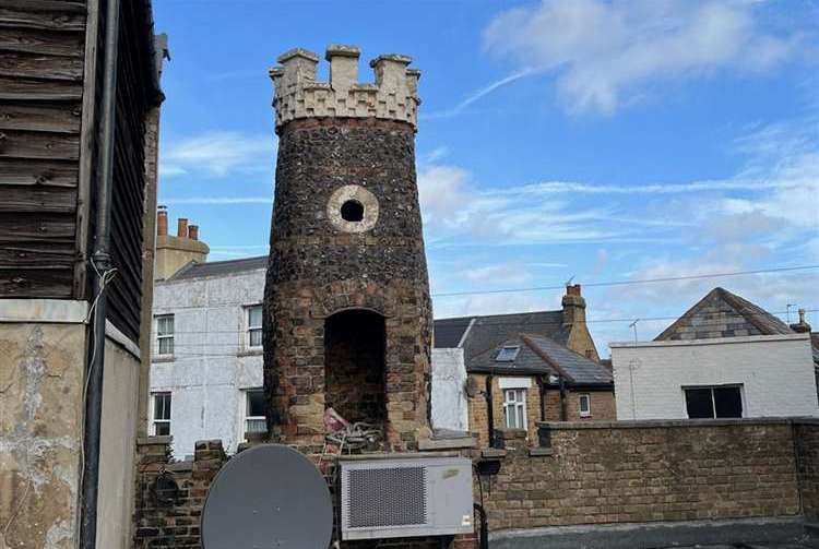 A castle style turret is one of the buildings many features