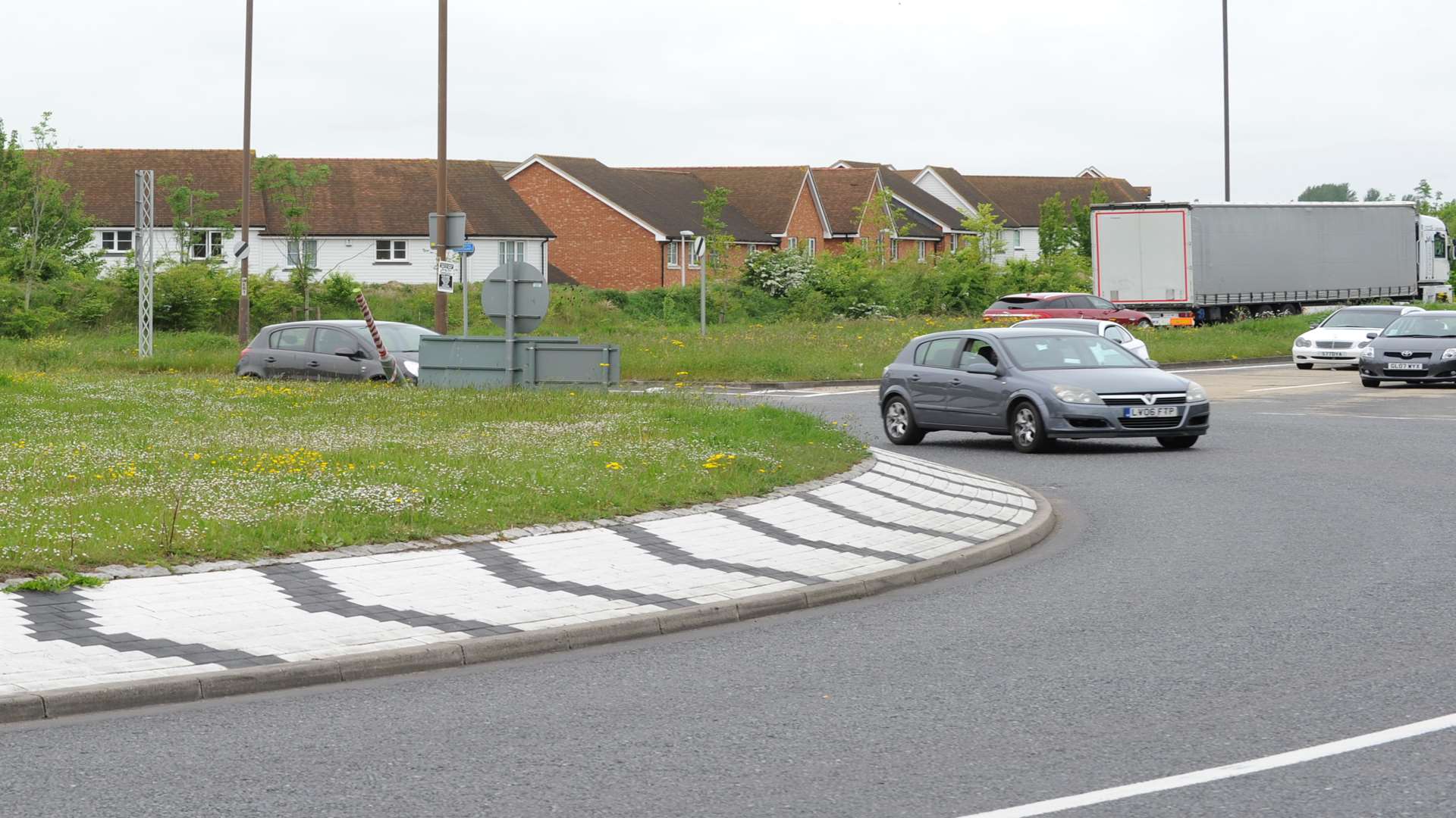 Stock image of Four Elms Hill roundabout.
