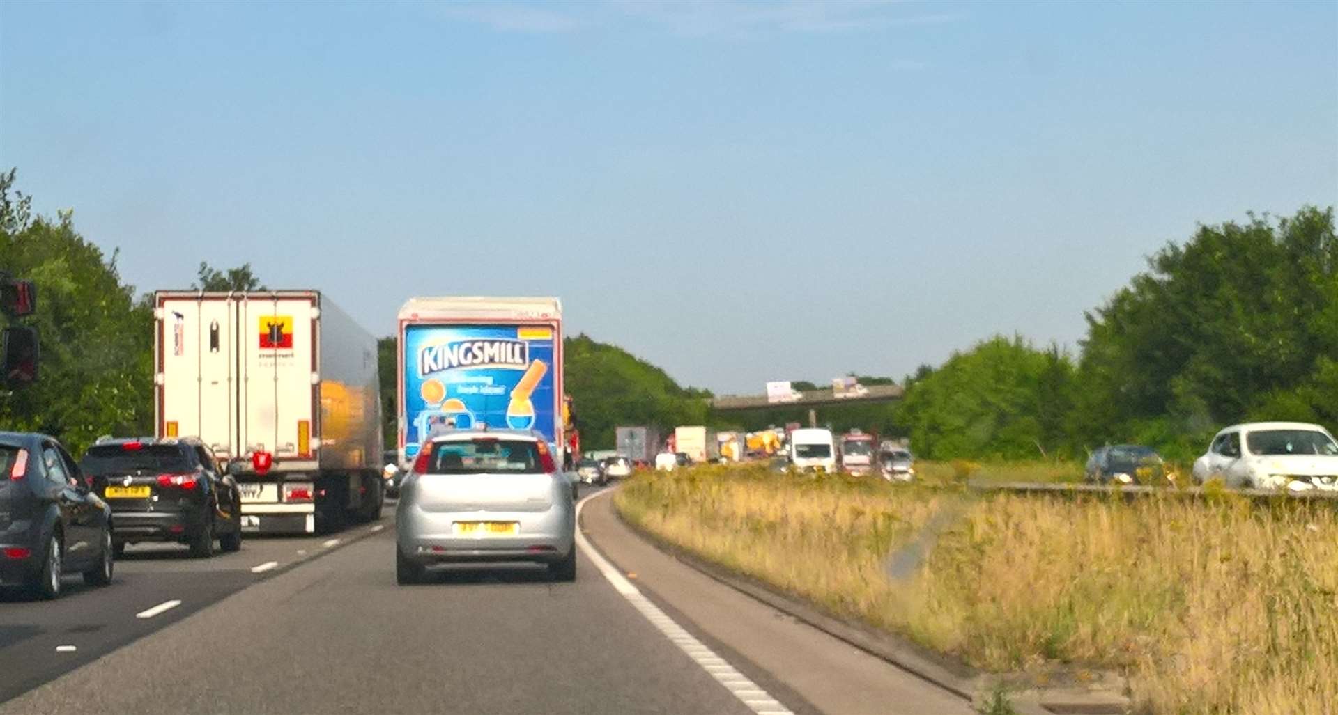 Queues on the Sheppey-bound A249 after a lorry jack-knifed