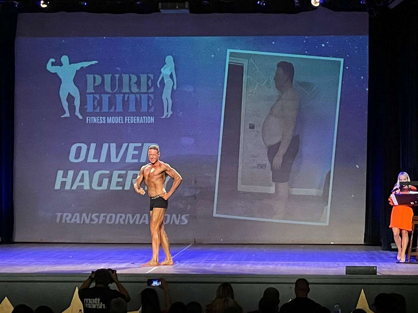 The Faversham construction worker took part in a Pure Elite bodybuilding event at Margate’s Winter Gardens, winning its transformation category